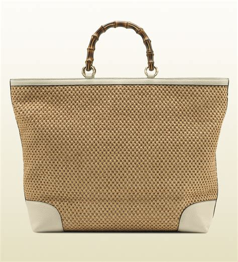 gucci bamboo straw bag|gucci designer beach bag.